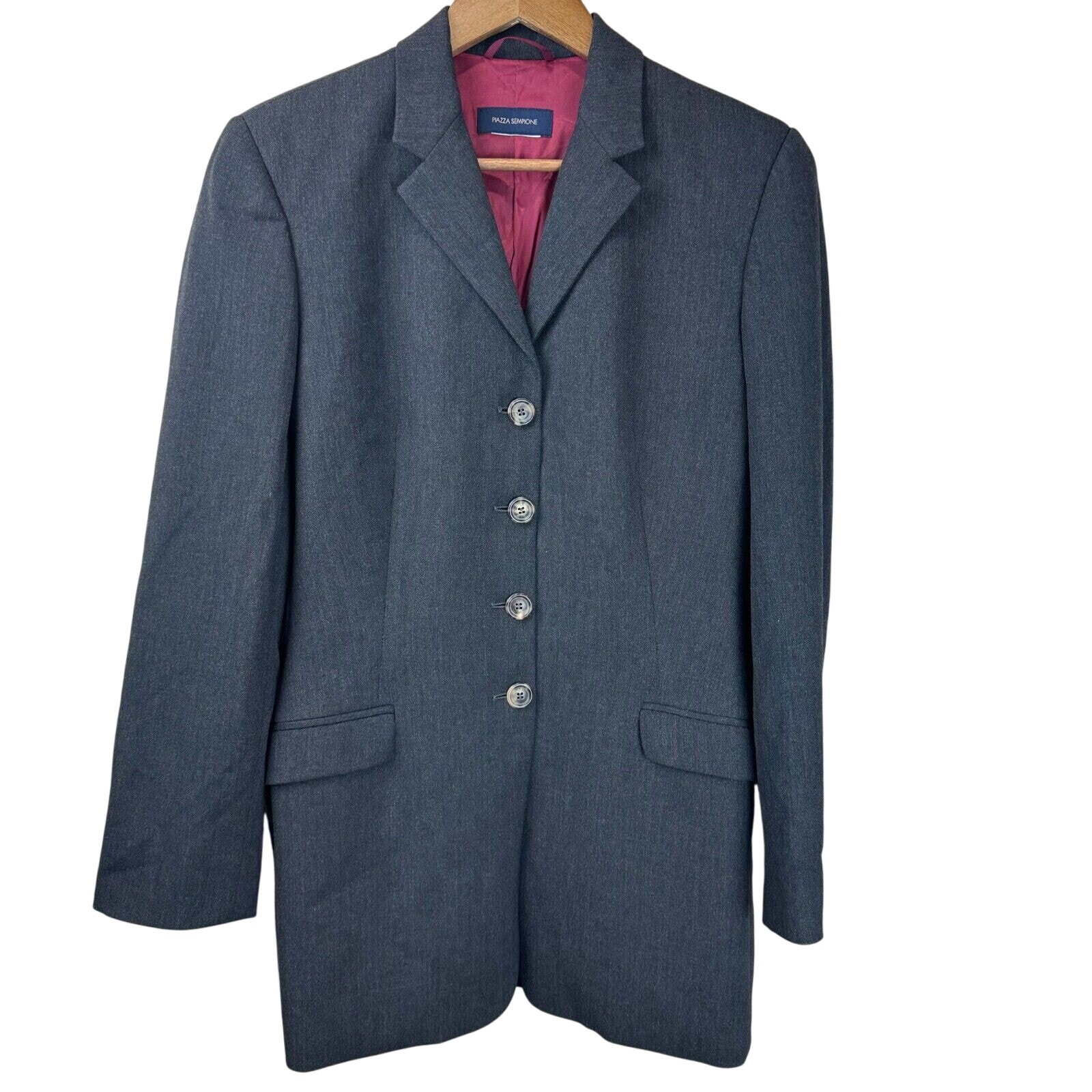Piazza Sempione Mens Blazer Suit Jacket Size 44 Four Button Blue Front Pocket